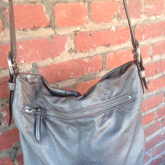 Coach Duffle Shoulder Bag Applique Studded Silver Luxury Designer Leather. - Picture 2 of 11